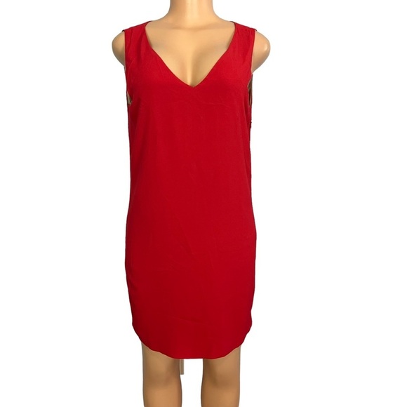 Theory Red V-neck Shift Dress - Picture 1 of 10